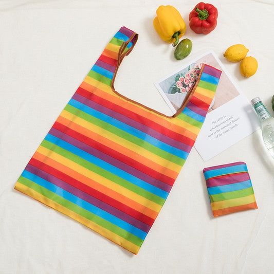 Eco-Friendly Reusable Shopping Bag with Rainbow Stripes