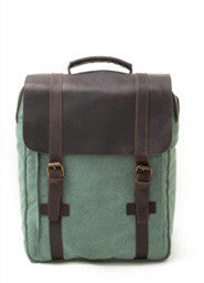 Eco-Friendly Green Backpack with Leather Accents