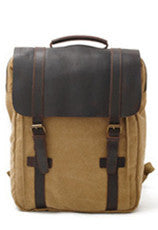 Eco-Friendly Green Backpack with Leather Accents