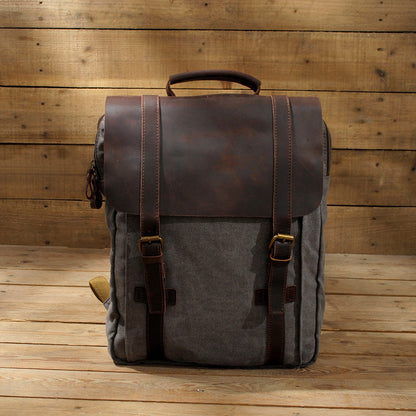 Eco-Friendly Green Backpack with Leather Accents