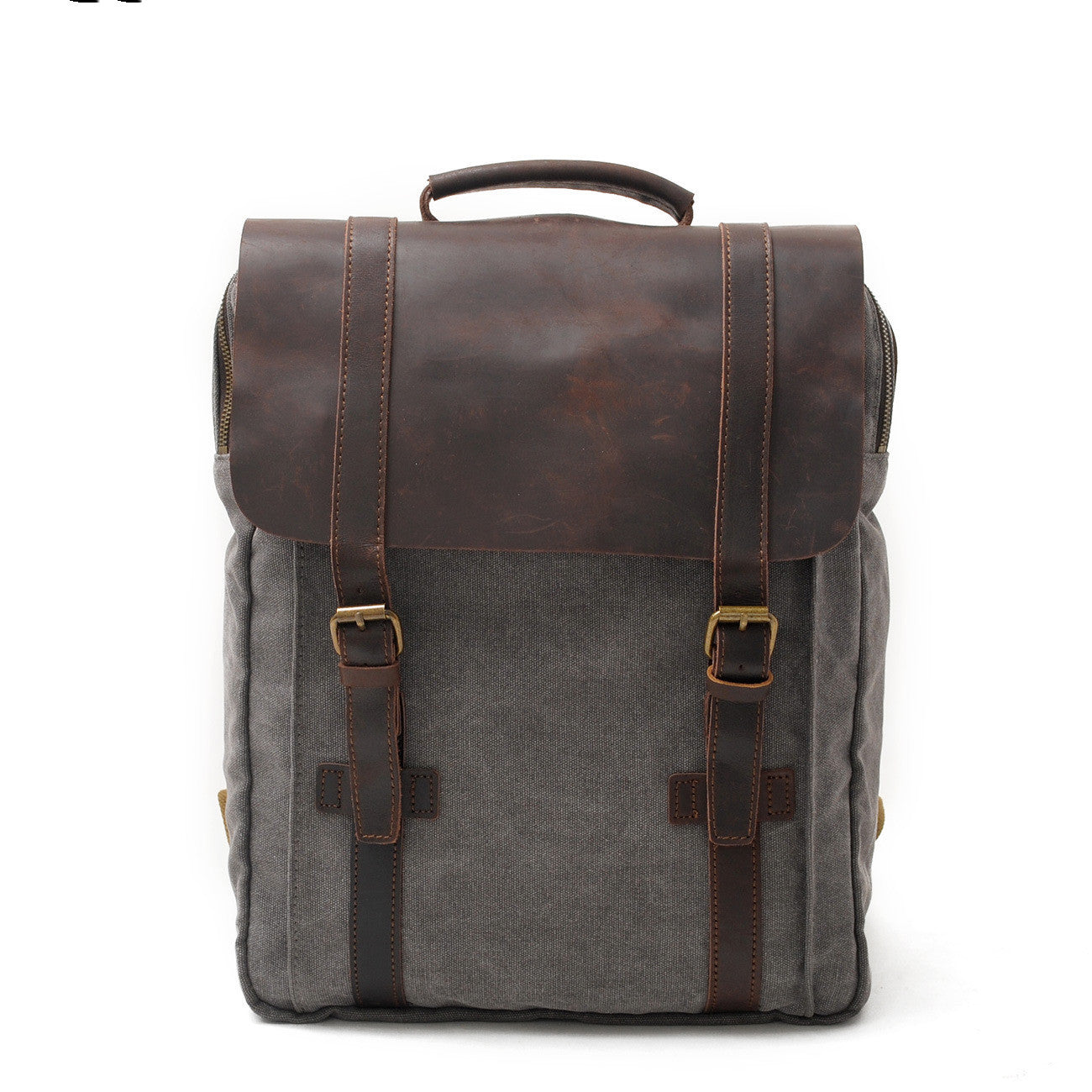 Eco-Friendly Green Backpack with Leather Accents