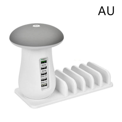 Mushroom LED Lamp with Charging Station - Energy Efficient Desk Light