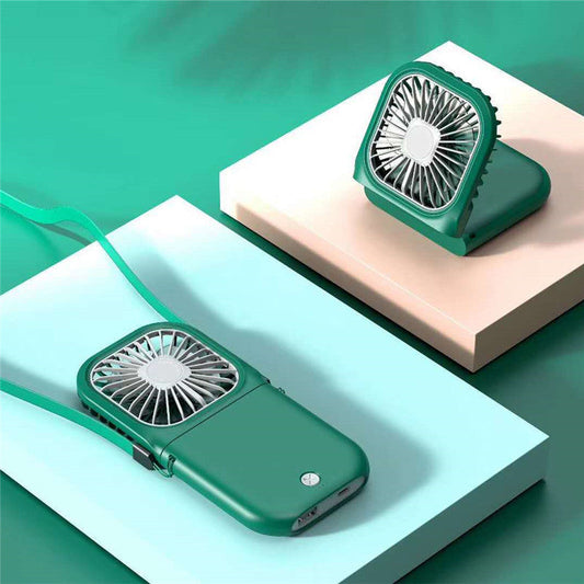 Portable green rechargeable fan and power bank