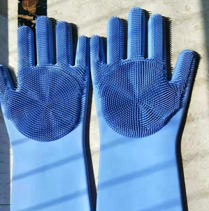 Eco-Friendly Silicone Cleaning Gloves with Scrubbing Bristles