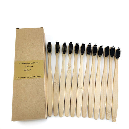 Eco-Friendly Bamboo Toothbrush 12-Pack with Biodegradable Handle