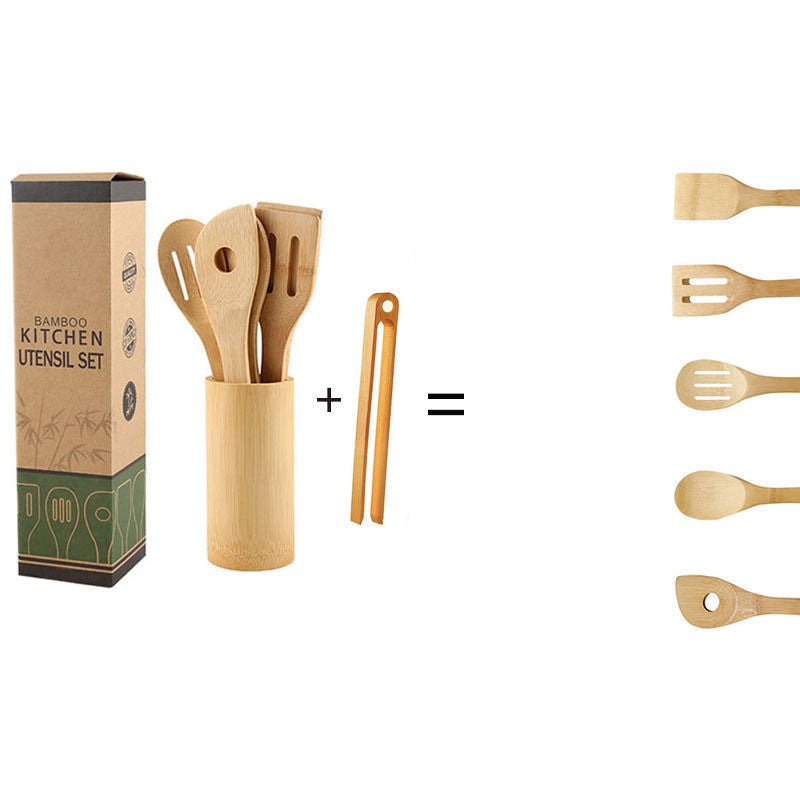 Eco-Friendly Bamboo Kitchen Utensil Set with Holder