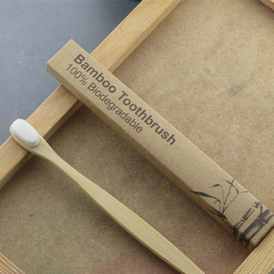 Eco-Friendly Bamboo Toothbrush with Natural Wood Color