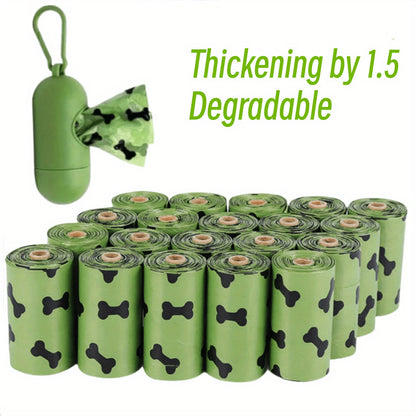Eco-Friendly Degradable Pet Waste Bags with Dispenser - Green & Black