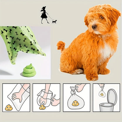 Eco-Friendly Degradable Pet Waste Bags with Dispenser - Green & Black