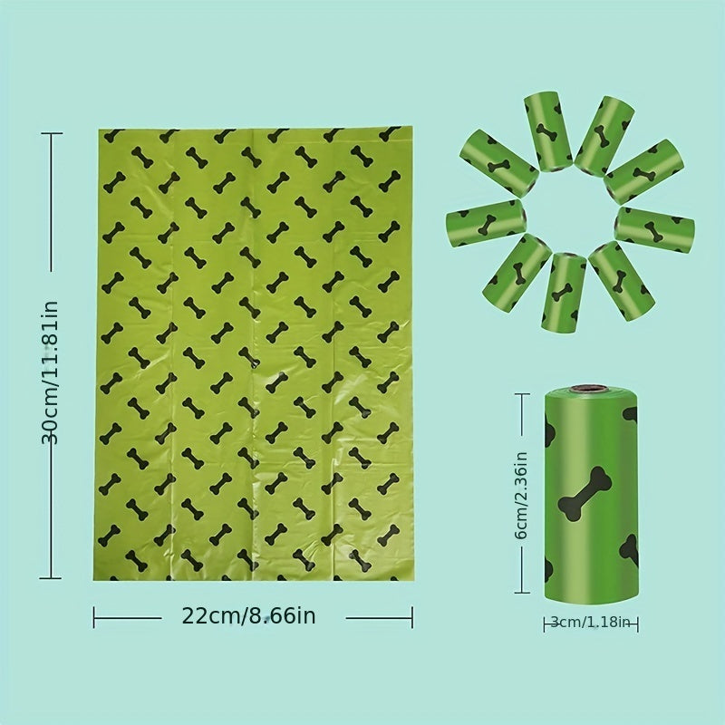 Eco-Friendly Degradable Pet Waste Bags with Dispenser - Green & Black