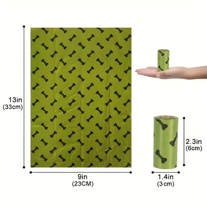 Eco-Friendly Degradable Pet Waste Bags with Dispenser - Green & Black