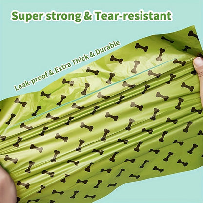 Eco-Friendly Degradable Pet Waste Bags with Dispenser - Green & Black