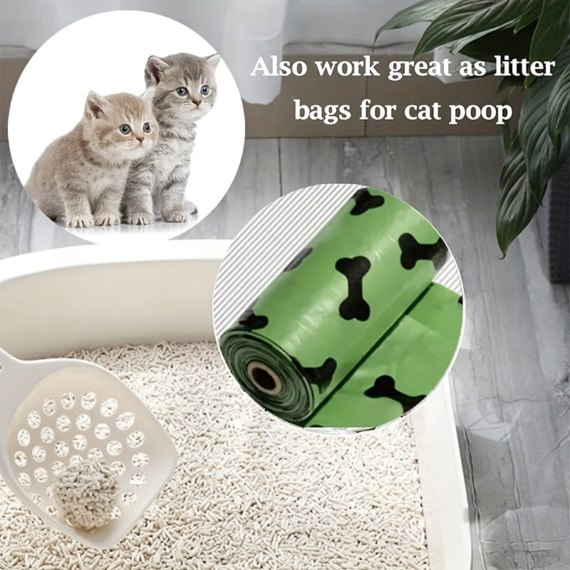 Eco-Friendly Degradable Pet Waste Bags with Dispenser - Green & Black