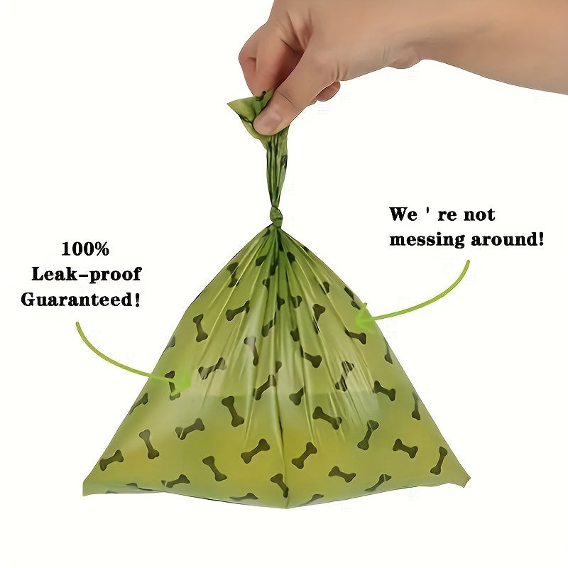 Eco-Friendly Degradable Pet Waste Bags with Dispenser - Green & Black