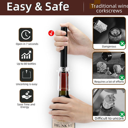 Eco-Friendly Reusable Wine Bottle Opener with Durable Black Handle