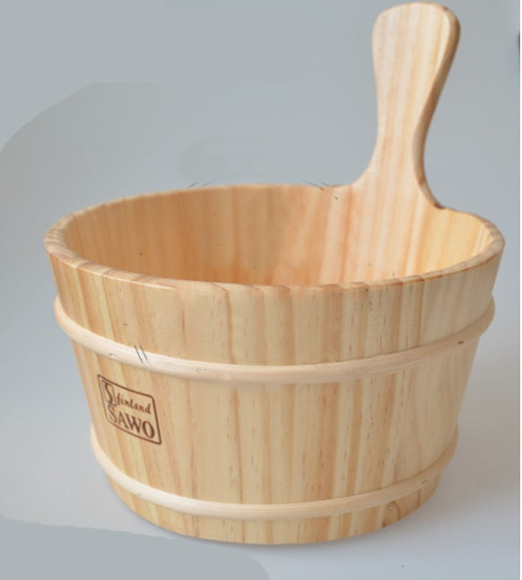 Natural Wooden Bath Bucket and Ladle Set for Eco-Friendly Spa Experience