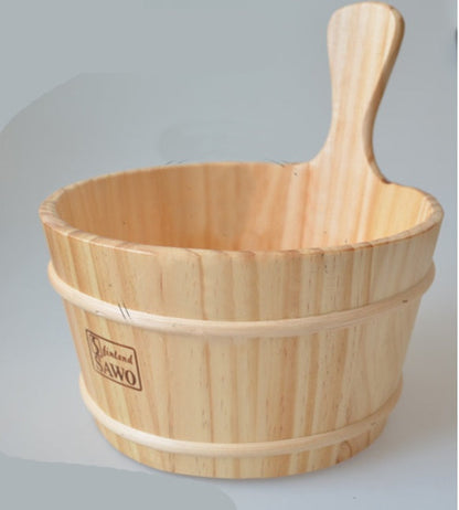 Natural Wooden Bath Bucket and Ladle Set for Eco-Friendly Spa Experience