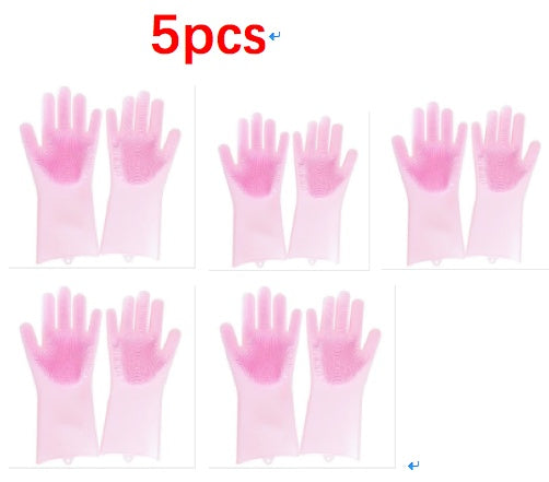 Eco-Friendly Silicone Cleaning Gloves with Scrubbing Bristles