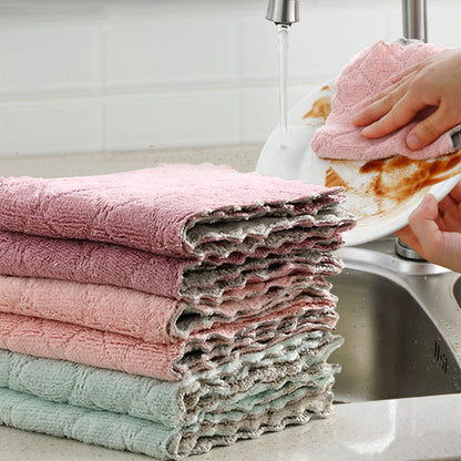 Eco-Friendly Reusable Cleaning Cloths in Pink, Green, and Beige