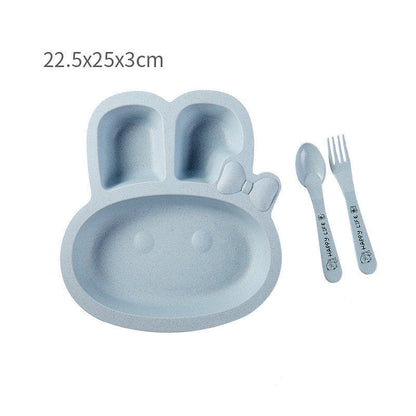 Eco-Friendly Pink Animal Divided Plate & Utensils for Kids