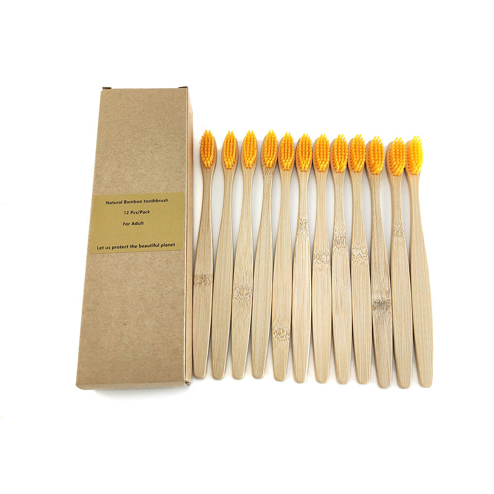 Eco-Friendly Bamboo Toothbrush 12-Pack with Biodegradable Handle