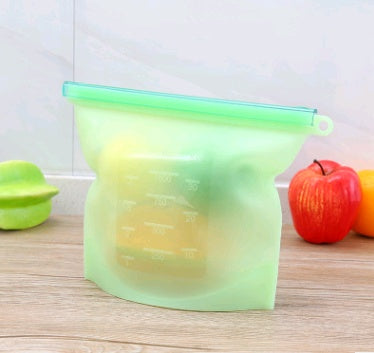 Eco-Friendly Reusable Silicone Food Storage Bag in Translucent Green
