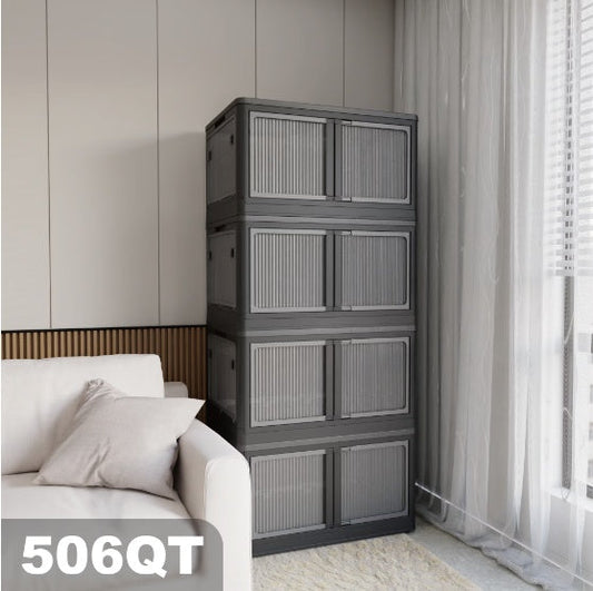 Stackable Dark Gray Storage Cabinet