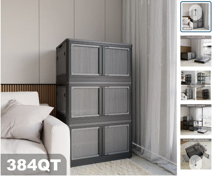 Stackable Dark Gray Storage Cabinet - Durable & Space-Saving