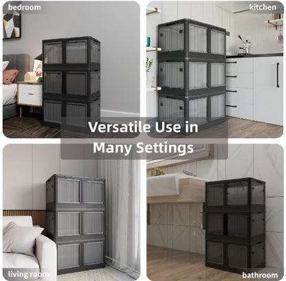 Stackable Dark Gray Storage Cabinet - Durable & Space-Saving
