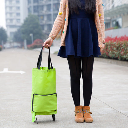 Eco-Friendly Convertible Shopping Bag with Wheels - Green Tote