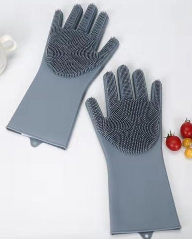 Eco-Friendly Silicone Cleaning Gloves with Scrubbing Bristles