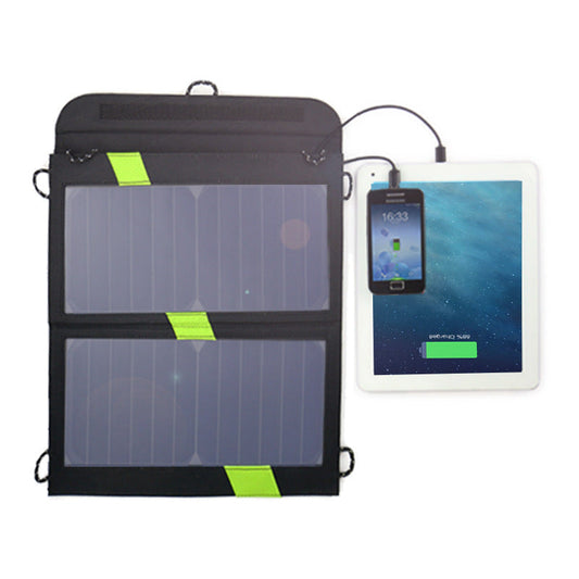 Portable Foldable Solar Panel Charger in Black with Green Accents