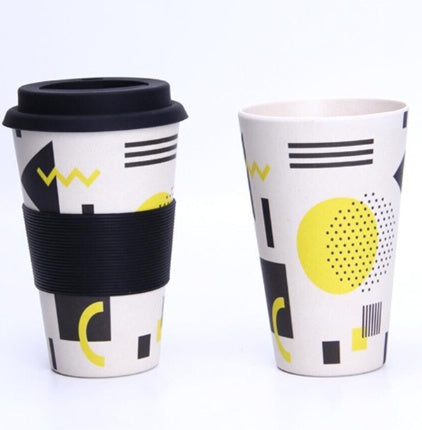 Eco-Friendly Reusable Travel Mug - Multicolored Floral with Pink Lid