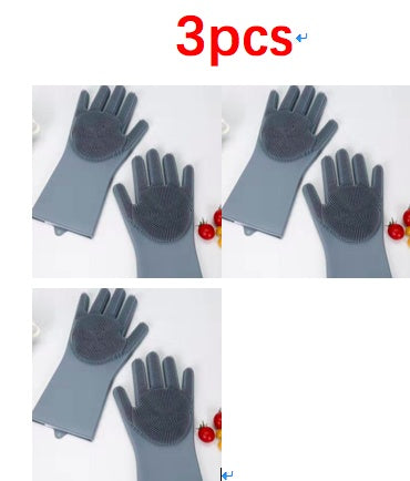 Eco-Friendly Silicone Cleaning Gloves with Scrubbing Bristles