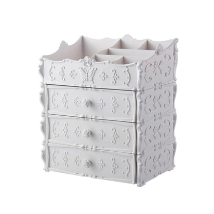 Pink Rectangular Cosmetic Organizer with Drawers for Clutter-Free Spaces