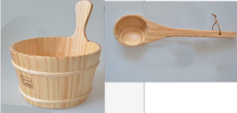 Natural Wooden Bath Bucket and Ladle Set for Eco-Friendly Spa Experience