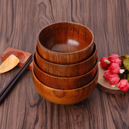 Eco-Friendly Wooden Bowls in Natural Wood Tone