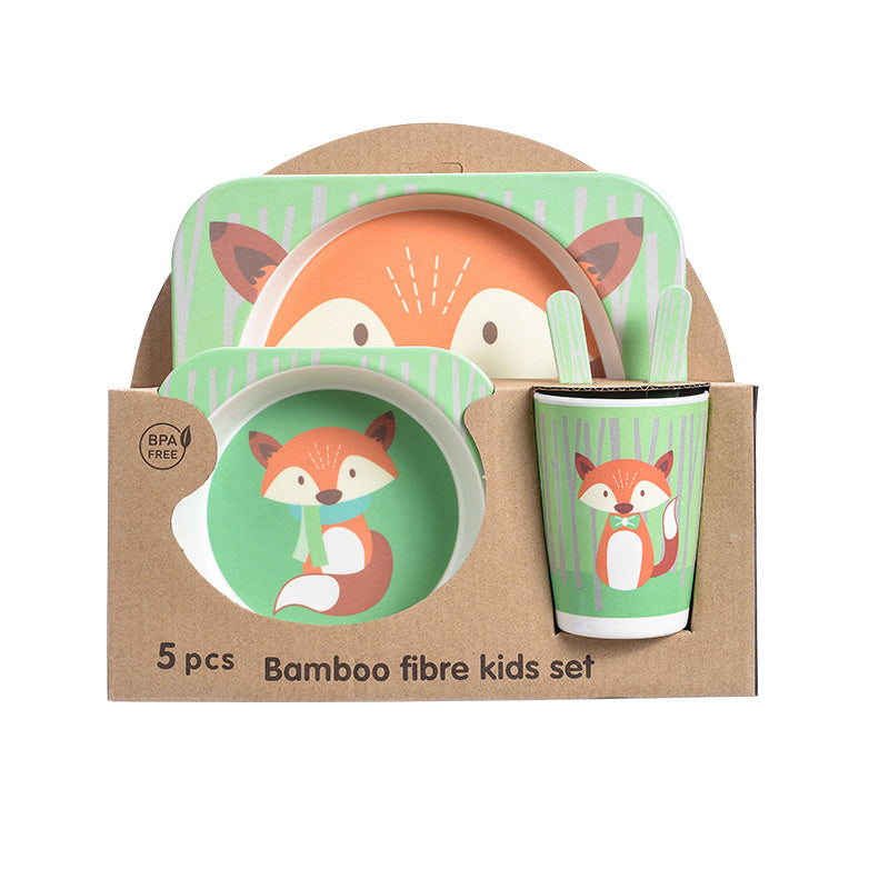 Bamboo Fibre Kids Dinnerware Set - Eco-Friendly Crocodile Design