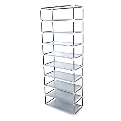 Space-Saving Neutral Coffee Shoe Rack with Fabric Cover