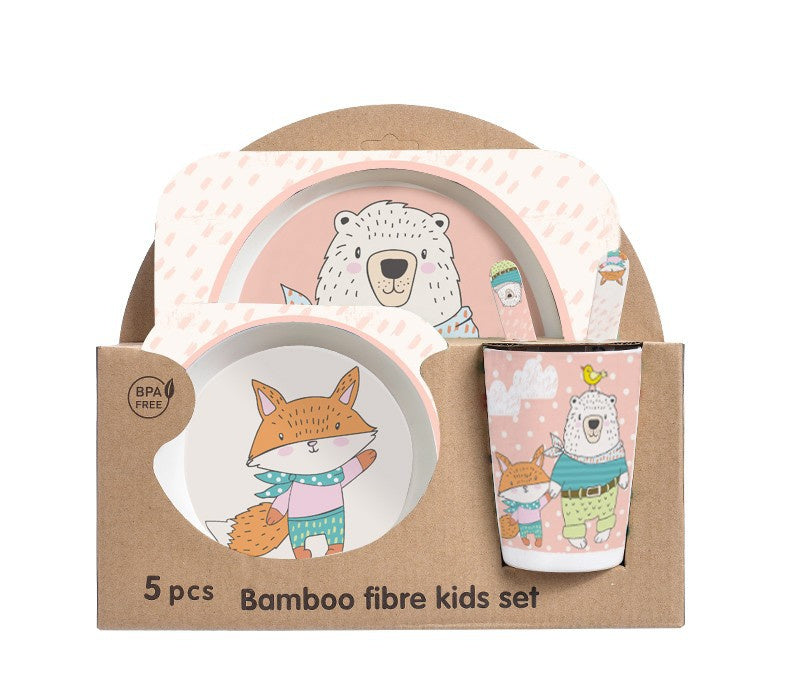 Bamboo Fibre Kids Dinnerware Set - Eco-Friendly Crocodile Design