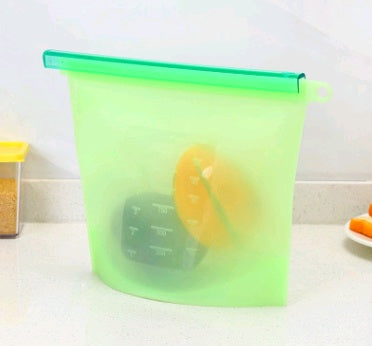 Eco-Friendly Reusable Silicone Food Storage Bag - Translucent Green