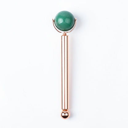 Rose Gold Facial Roller with Interchangeable Stone Heads for Wellness