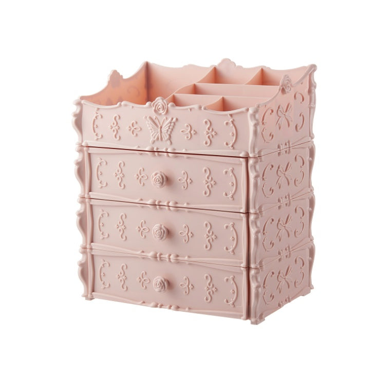 Pink Rectangular Cosmetic Organizer with Drawers for Clutter-Free Spaces