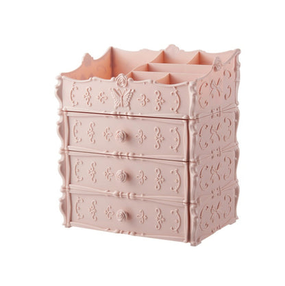 Pink Rectangular Cosmetic Organizer with Drawers for Clutter-Free Spaces