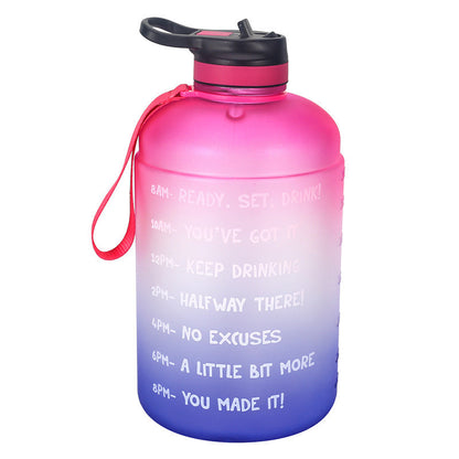 Large Gradient Pink to Blue Water Bottle with Time Markers