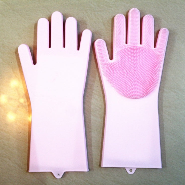 Eco-Friendly Silicone Cleaning Gloves with Scrubbing Bristles