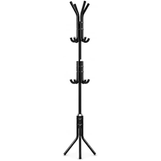 72 Pieces Freestanding Metal Coat Racks with Multiple Hooks and Tripod Base for Coats (Hats – Bags – Entryway – Bedroom and Office – Assorted Colors)