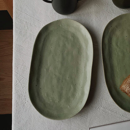 Eco-Friendly Oval Ceramic Soap Dish - Light Green