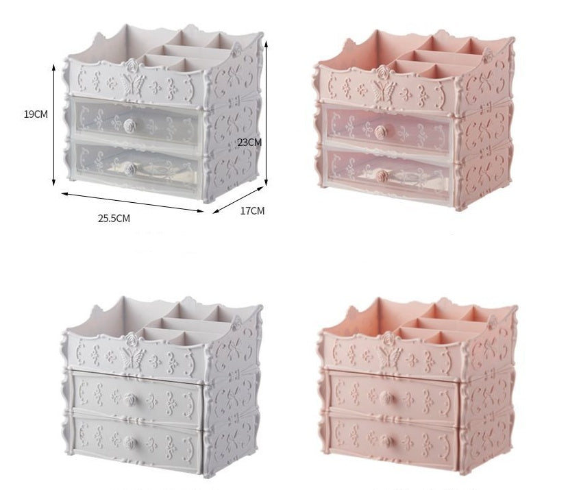 Pink Rectangular Cosmetic Organizer with Drawers for Clutter-Free Spaces