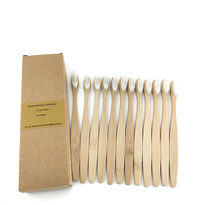 Eco-Friendly Bamboo Toothbrush 12-Pack with Biodegradable Handle